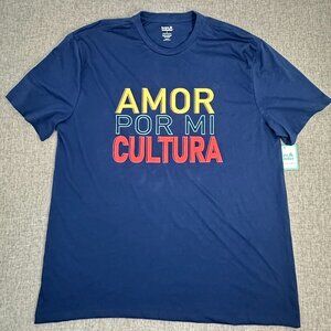 NEW! Hope & Wonder Unisex Shirt Navy Blue Large Cotton Blend Amor Por Mi Cultura